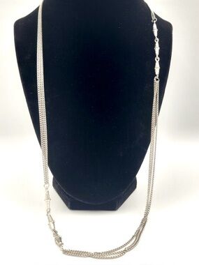 Vendome Silver Tone Multi Chain Necklace Long Layered Signed
